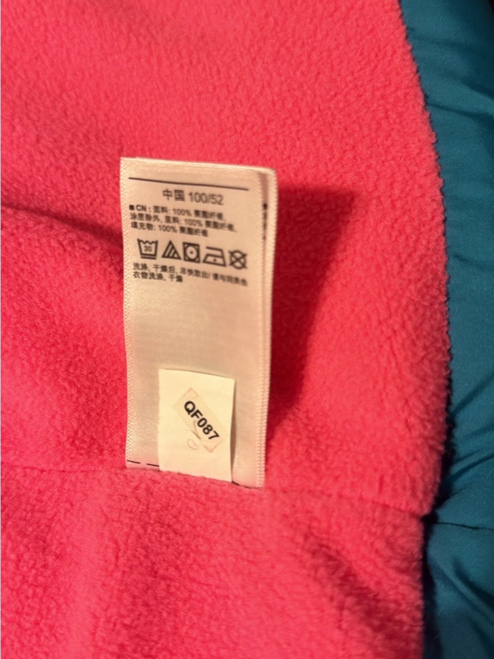Old Navy Teal Puffer Vest Full Zip Pink Fleece Lined - Picture 5 of 8
